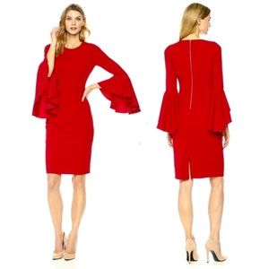 Maggy London, midi dress, flute sleeves, size 4